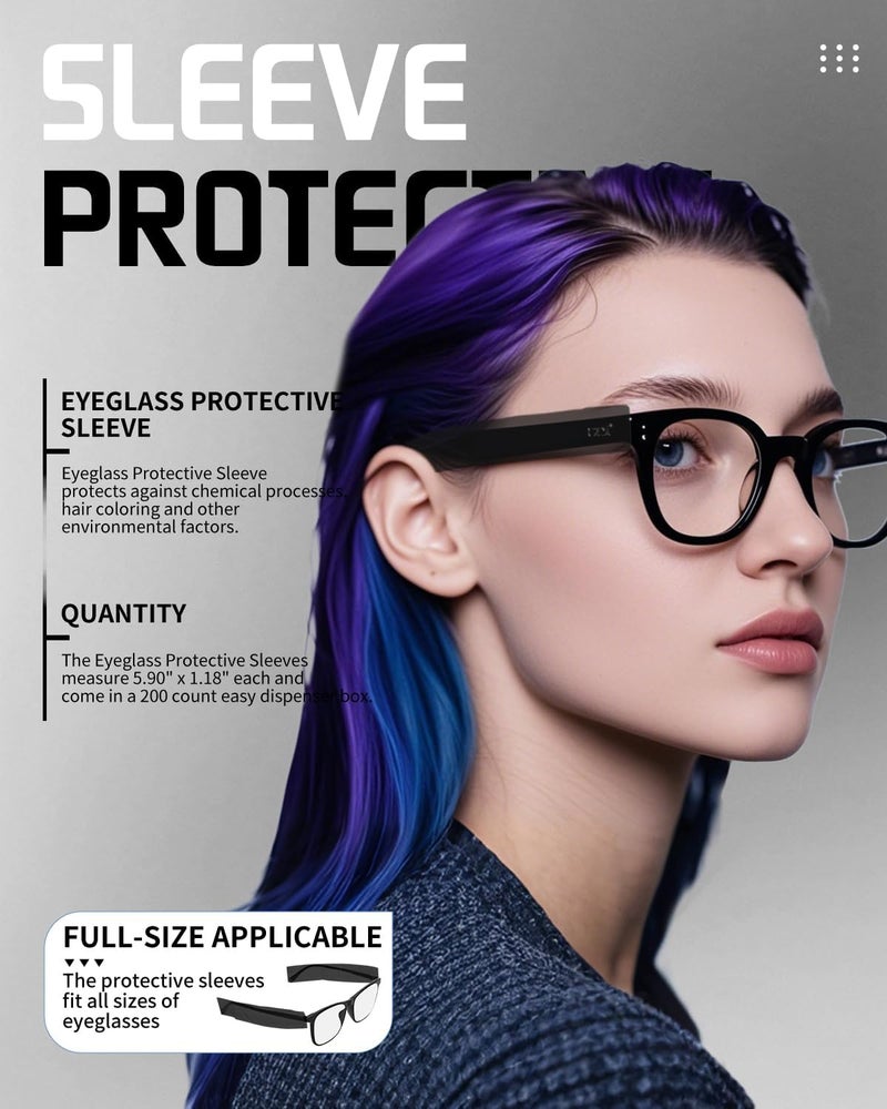 BarberTop Disposable Eyeglass Sleeves For Glasses – Covers For Eye Glasses Against Hair Color Dye, 200 Per Pack - Image 2